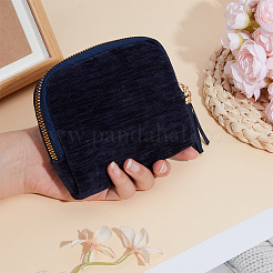 タッセル付きベルベットジュエリージッパーバッグ  長方形  プルシアンブルー  12x14.3x1.9cm&nbsp;ABAG-WH20009-32C