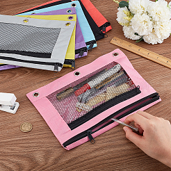 長方形のポリエステルメッシュペンバッグ  鉄のジッパー付き  学習用品  ミックスカラー  183x285x6.5mm  穴：9.5mm  7個/袋&nbsp;AJEW-CP0008-06C