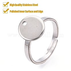 Tarnish Resistant Adjustable 304 Stainless Steel Pad Ring Settings&nbsp;LS-STAS-S064-11