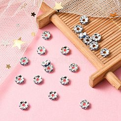 真鍮製ラインストーンスペーサービーズ  グレードA  ウェーブエッジ  ロンデル  銀  サファイア  6x3mm  穴：1mm&nbsp;RB-YW0001-05B-03S