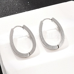 201 ステンレススチールフープピアス  オーバル  304ステンレスピン付き  ステンレス鋼色  21.5x16.5x3mm&nbsp;EJEW-T056-03P-02