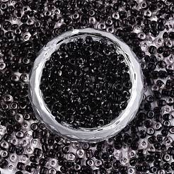 8/0 ガラスシードビーズ  透明インサイドカラー  丸い穴  ラウンド  ブラック  8/0  3~4x2~3mm  穴：0.8mm  約15000個/袋&nbsp;SEED-A014-3mm-138B