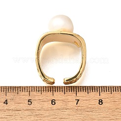 ナチュラルパールフィンガー指輪  女性用真鍮カフリング  14KGP本金メッキ  ラウンド：11x13.5mm  調整可能&nbsp;RJEW-P113-21G