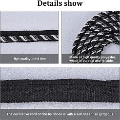 ポリエステルリボン  コスチューム用衣類ローブエッジストリップ  縫製アクセサリー  ブラック  5/8インチ（16mm）  約12.5m /バンドル&nbsp;OCOR-WH0057-12E