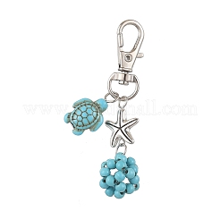 Turtle & Round Synthetic Turquoise Pendant Decorations&nbsp;HJEW-JM03277-01