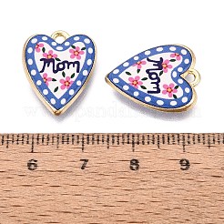 プリント合金ペンダント  ラックめっき  ハートチャーム  カドミウムフリー＆ニッケルフリー＆鉛フリー  ゴールドカラー  ワードママ  19x15x4mm  穴：1.6~1.8mm&nbsp;PALLOY-SZC0008-14C