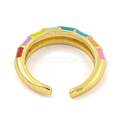Rack Plated Brass Enamel Open Cuff Rings&nbsp;RJEW-Z042-03G