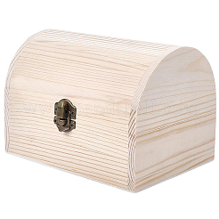 Wood Treasure Chest Storage Boxes with Hinged Lid and Metal Clasps&nbsp;AJEW-GF0014-35B