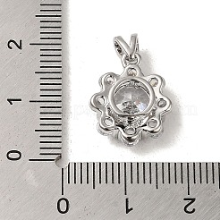 マイクロキュービックジルコニアチャームを開く  花  15.5x13.5x6.5mm  穴：2mm&nbsp;KK-S351-01P-03