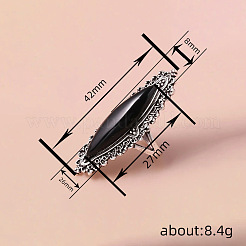 馬の目合金と樹脂の指輪  アンティークシルバー  馬の目：42x26mm  usサイズ7（17.3mm）&nbsp;FS-WG13A66-02