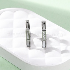 304ステンレススチール製クリアキュービックジルコニア台形フープピアス  316ステンレス鋼と白いシェル  プラチナ  12.5x15x3mm&nbsp;EJEW-D331-17P