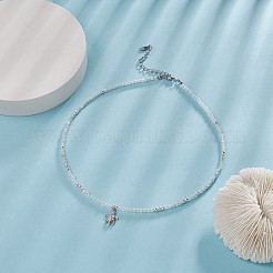 Clear Cubic Zirconia Tortoise Pendant Necklace with Natural Aquamarine Beaded Chains for Women&nbsp;NJEW-JN04271-04
