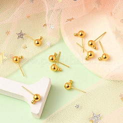 Brass Ball Post Ear Studs&nbsp;KK-YW0001-11G