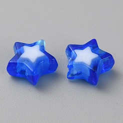 透明なアクリルビーズ  二層ビーズ  スター  ブルー  9x9.5x4mm  穴：2mm  約30個/袋&nbsp;TACR-CJC0002-03F