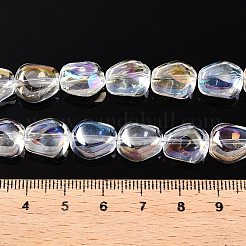 電気メッキガラスビーズセット  ナゲット  透明  12x10.5x7.5mm  穴：1mm  約50個/連  23.62''（60センチメートル）&nbsp;EGLA-T021-08B