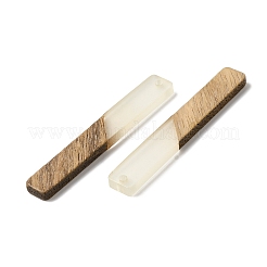 ダークウッドとレジンのペンダント  長方形チャーム  淡い茶色  51.5x7.5x3mm  穴：2mm&nbsp;WOOD-H104-10