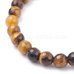Faceted Round Natural Tiger Eye & Lapis Lazuli & Amethyst Beads Stretch Bracelets Set&nbsp;BJEW-JB07082