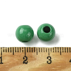 スプレー塗装された202個のステンレススチールビーズ  ラウンド  グリーン  8x7mm  穴：2.5mm&nbsp;STAS-Q321-02B-C