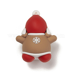 PVCプラスチッククリスマススタイルの大きなペンダント  サンタクロース  49x37x25mm  穴：3mm&nbsp;PVC-O001-02D