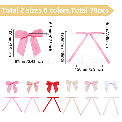 ポリエステル製蝶結び飾りアクセサリー78個  ヘアアクセサリー  ミックスカラー  100~150x87~190x4~6.5mm&nbsp;DIY-WR0004-54