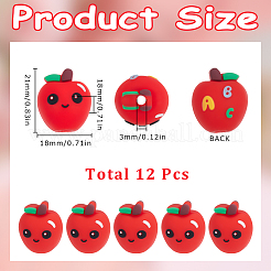 食品グレードの環境に優しいシリコーン焦点ビーズ 12 個  りんご  レッド  21x18x18mm  穴：3mm&nbsp;SIL-SC0002-62