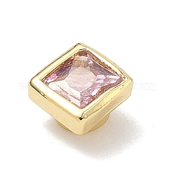 Square Brass Micro Pave Cubic Zirconia Cabochons&nbsp;KK-P345-13G-E01