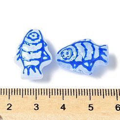 焼き絵の具、ガラス、エナメル、ビーズ  魚  コーンフラワーブルー  19.5~20x13.5~14x9mm  穴：1.4mm&nbsp;BLOW-D300-04A