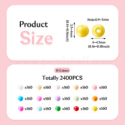 2400Pcs 15 Colors Opaque Baking Paint Glass Beads&nbsp;DGLA-TA0001-25