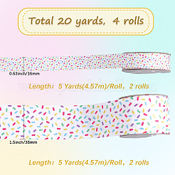 4Rolls 2 Styles Printed Polyester Grosgrain Ribbons&nbsp;OCOR-GF0004-70