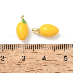 合金エナメルチャーム  マンゴー  ゴールドカラー  13.5x6.5mm  穴：1.6mm&nbsp;FIND-G108-03A-G