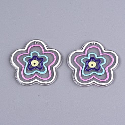 透明なアクリルパーツ  3dプリント  花  カラフル  38.5x39.5x2mm  穴：1.5mm&nbsp;LS-KY-T022-50