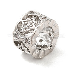 星型の大きな穴のビーズ  カドミウムフリー＆鉛フリー  ラックめっき  プラチナ  9x6mm  穴：5.6mm&nbsp;KK-M248-05P