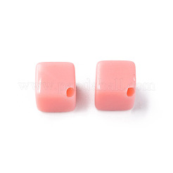 不透明なアクリルビーズ  キューブ  ライトコーラル  13x14.5x14.5mm  穴：2mm  約530個/500g&nbsp;MACR-S373-135-A08