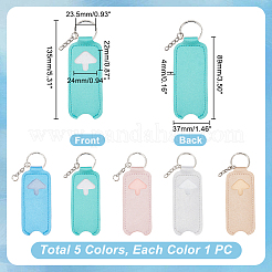 5個 5色 ポータブル PU イミテーションレザー リップスティック キーホルダー ホルダー  ファッション口紅収納袋キーホルダー  ミックスカラー  13.5cm  1pc /カラー&nbsp;AJEW-WR0001-37