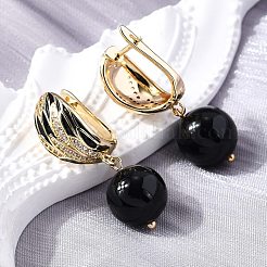 Round Brass Micro Pave Clear Cubic Zirconia Hoop Earrings&nbsp;EJEW-S261-05G