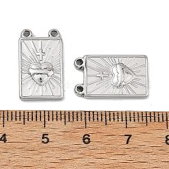 宗教 304 ステンレス ペンダント  聖心と十字架のチャームが付いた長方形  ステンレス鋼色  18x11x2mm  穴：1.2mm&nbsp;SA-B006-07P-B