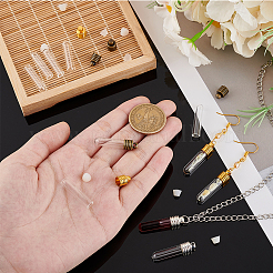 9セット3色の透明ガラスロングボトルペンダント  合金キャップとゴム付き  コラム  ミックスカラー  32x7mm  穴：2.1mm  3セット / カラー&nbsp;FIND-PH0023-52