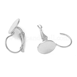 変色しにくい304ステンレススチールフレンチフックピアス金具  カボションカットのフラットラウンドセッティング付き  ステンレス鋼色  20.5x10x11mm  ピン：0.8mm  トレイ：10mm&nbsp;KK-H152-08A-P