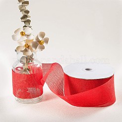 ポリエステル模造黄麻布リボン  レッド  60mm  約20m /ロール&nbsp;OCOR-WH0032-21A
