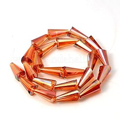 電気メッキガラスビーズ  虹メッキ  多面カット  コーン  ミックスカラー  16x8mm  穴：1mm&nbsp;EGLA-E001-M