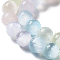 天然セレナイトビーズ連売り  染め  マカロンカラーのラウンドビーズ  8mm  穴：1mm  約48個/連  15.43''（39.2センチメートル）&nbsp;G-D071-01B
