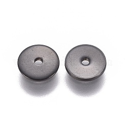 イオンプレーティング（IP）304ステンレススチールスペーサービーズ  フラットラウンド  電気泳動黒  6x0.8mm  穴：1mm&nbsp;STAS-G200-02A-B