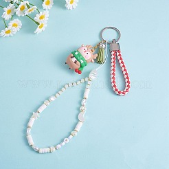 Moon & Star & Disc Beaded Chain Mobile Strap&nbsp;HJEW-SW00020-02