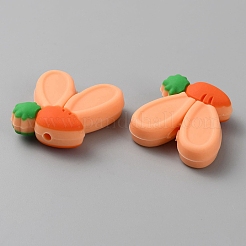 Rabbit Ears with Carrot Food Grade Eco-Friendly Silicone Focal Beads&nbsp;SIL-SZC0003-05J