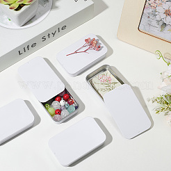 スライドトップブリキ製小物収納ボックス6個  長方形  ホワイト  8.2x5x1.55cm  1色&nbsp;CON-SP0001-23C