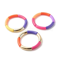 アクリルチューブビーズストレッチブレスレットセット  ミックスカラー  内径：2インチ（5.2cm）  3個/セット&nbsp;BJEW-JB07775