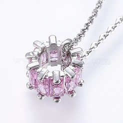 Brass Micro Pave Cubic Zirconia Pendant Necklaces&nbsp;NJEW-H486-19P