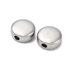304ステンレススチールビーズ  フラットラウンド  変色防止  ステンレス鋼色  10x4.5mm  穴：2.5mm&nbsp;STAS-C128-03B-P