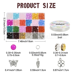DIY ガラス ラウンド ビーズ ブレスレット 作成キット  ミックスカラー  8x1mm&nbsp;DIY-YW0012-08