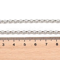 4mm 304ステンレススチール製ローロチェーンネックレス（男女兼用）  変色なし  ステンレス鋼色  20.47インチ（52cm）&nbsp;NJEW-H093-07A-P